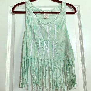 “LOVE PINK” Fringe Crop Top